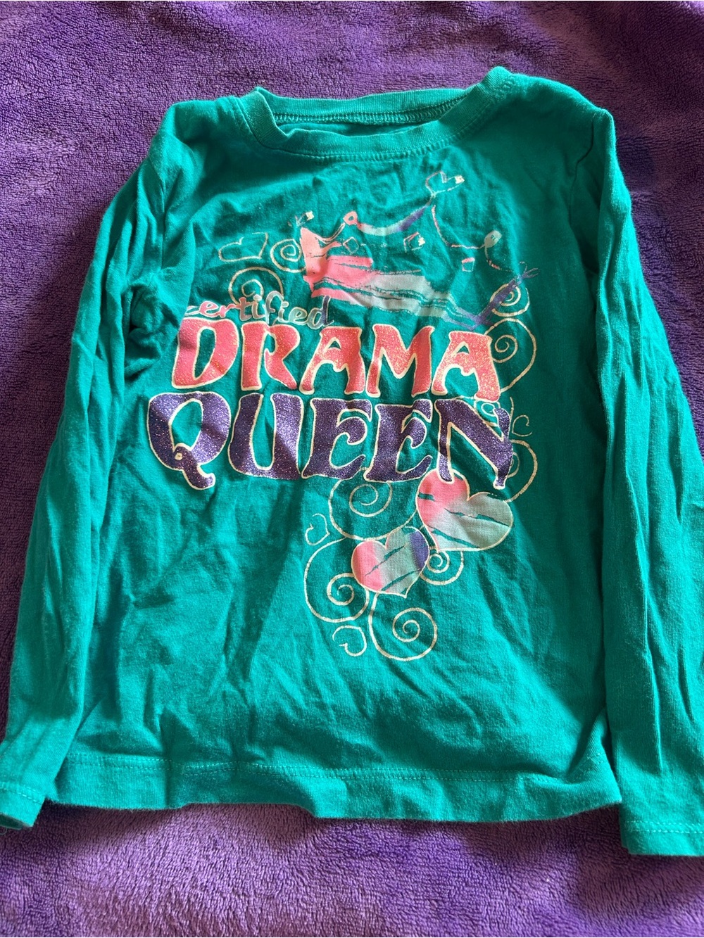 1989 Place Teal Long-Sleeve "Drama Queen" Graphic Tee